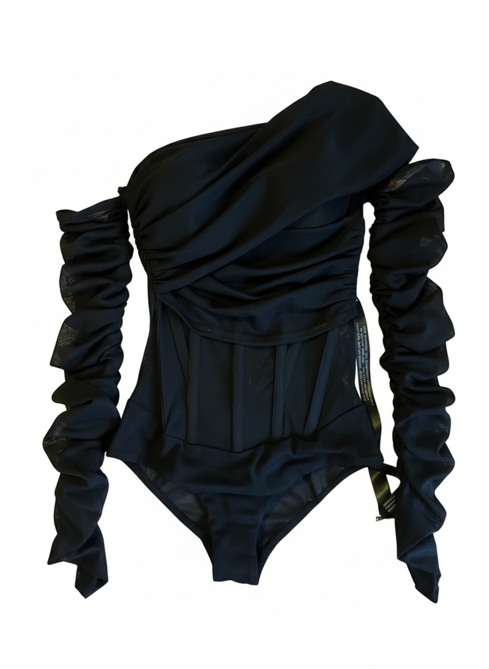 LEAU Bardot Bustier Corset Bodysuit, Black, Women's Size XS — Style BS1001. - Picture 2 of 8